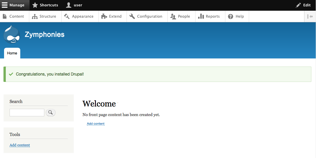 Drupal landing page